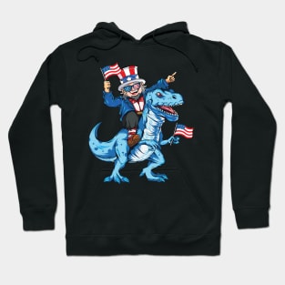 Uncle Sam Riding Dinosaur T Rex 4th Of July shirt Hoodie
